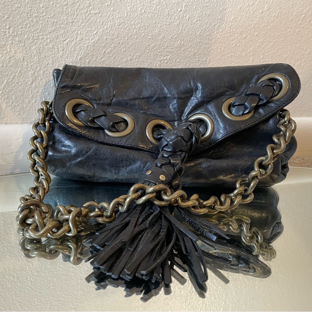 Leather Kooba clutch - chain shoulder strap